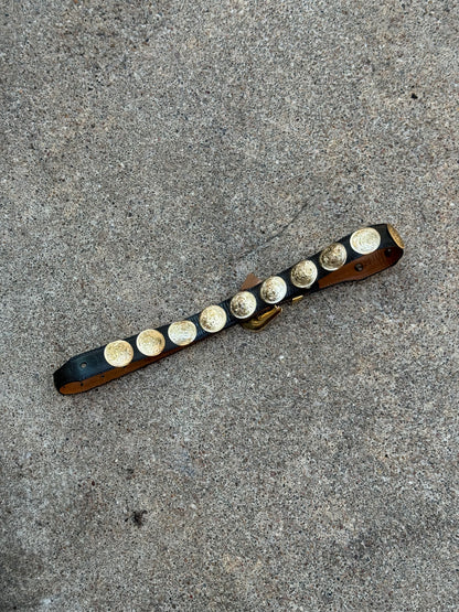 Gold and Black Leather Belt