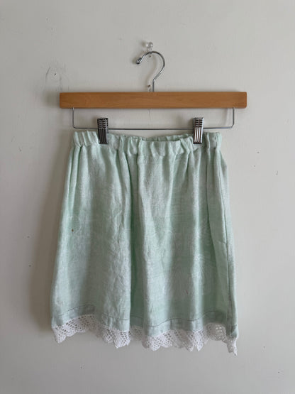 Apron Mini Skirt with Lace Trim