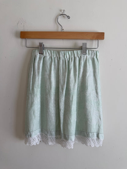 Apron Mini Skirt with Lace Trim