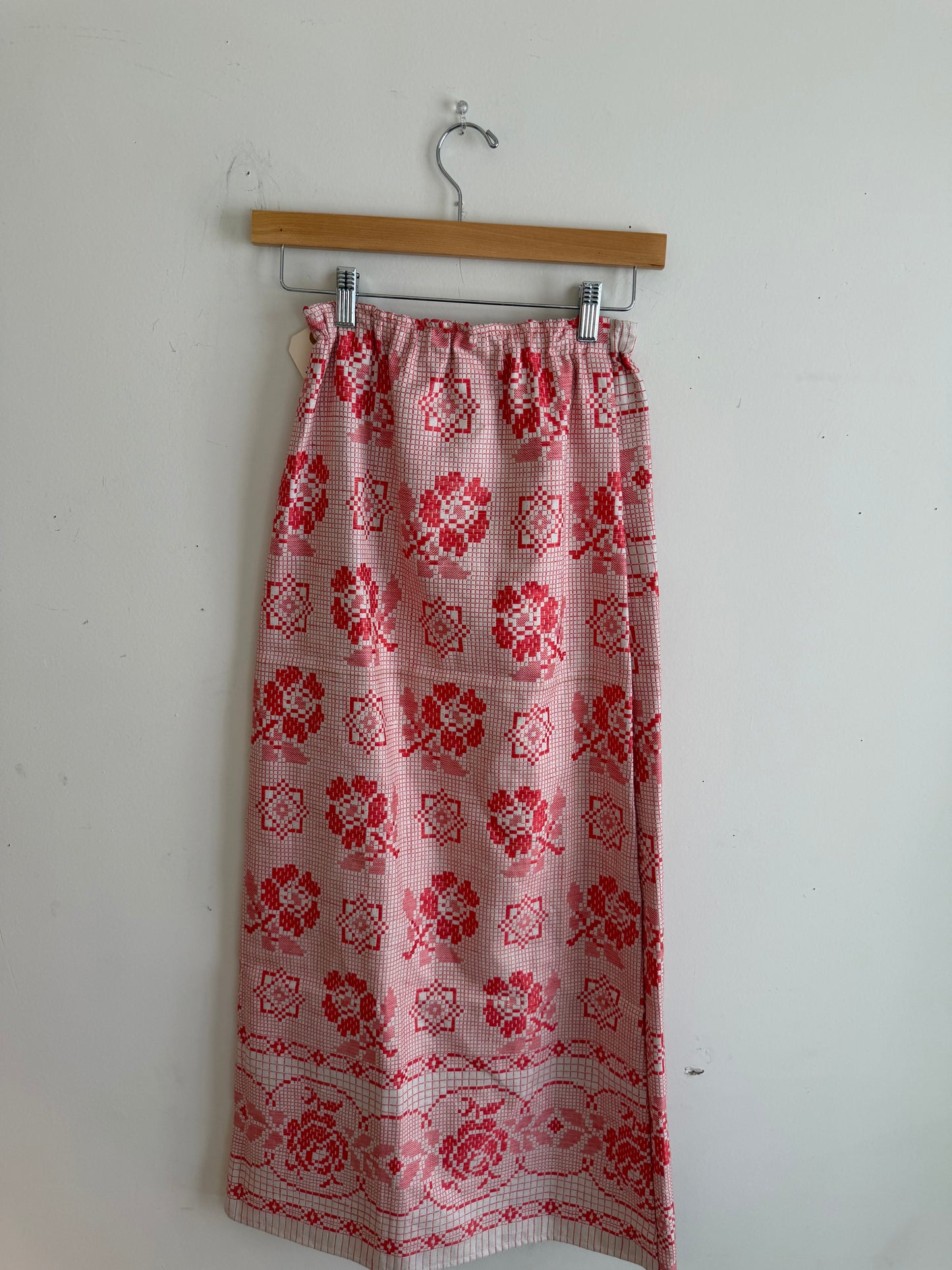 Long Red Textile Skirt