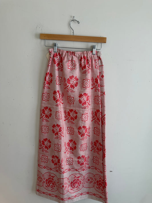 Long Red Textile Skirt