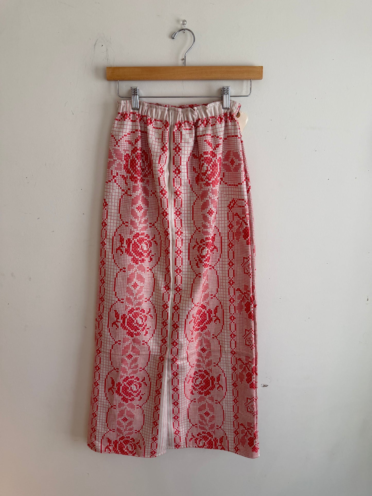 Long Red Textile Skirt