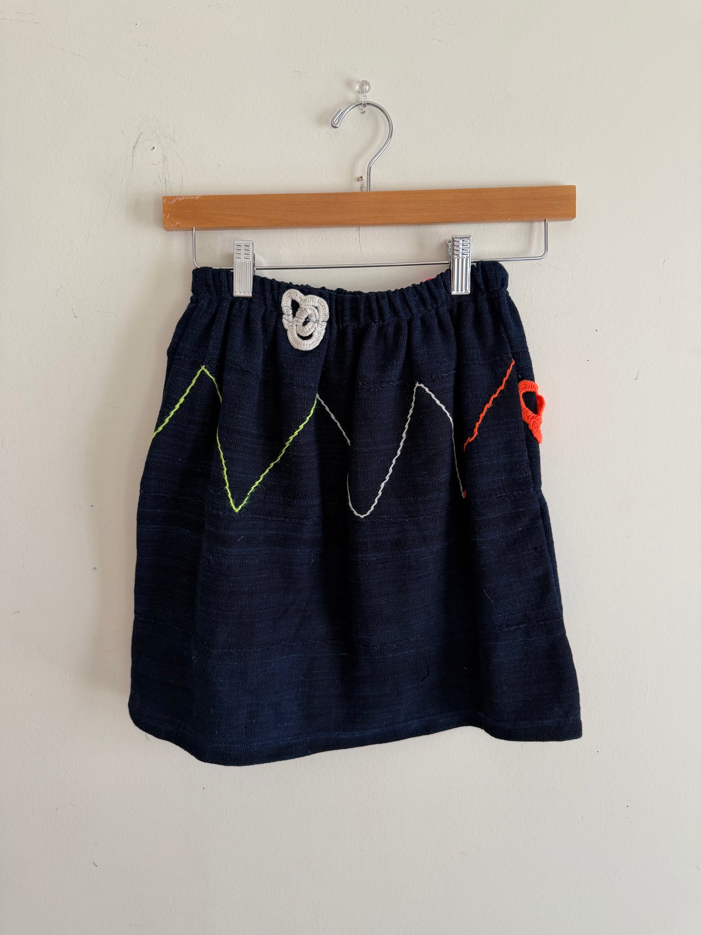Navy Textile Mini Skirt