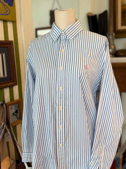 RL blue striped with pink pony