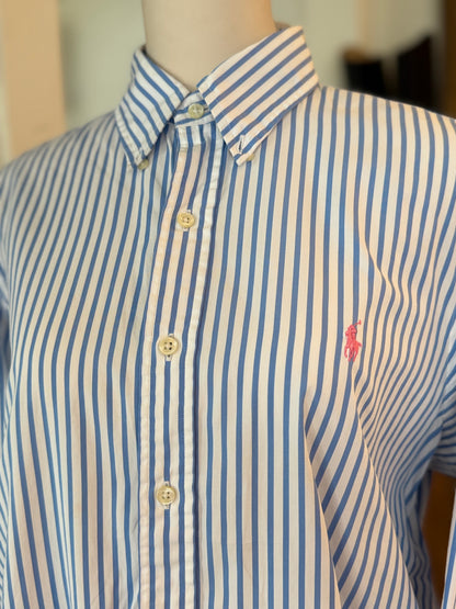 RL blue striped with pink pony
