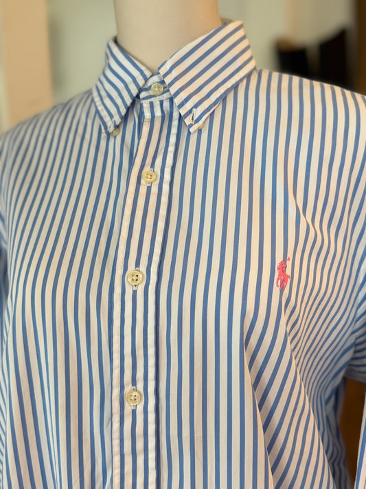 RL blue striped with pink pony