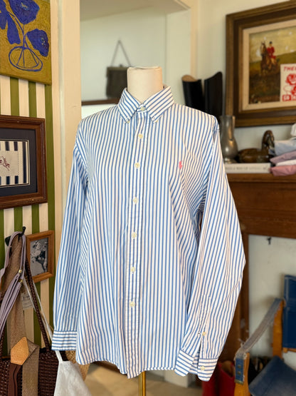 RL blue striped with pink pony