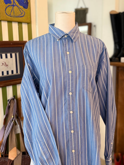 Navy and White Stripe button down