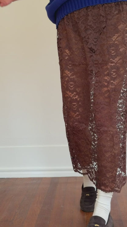 Brown Lace Maxi Skirt