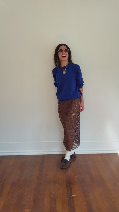 Brown Lace Maxi Skirt